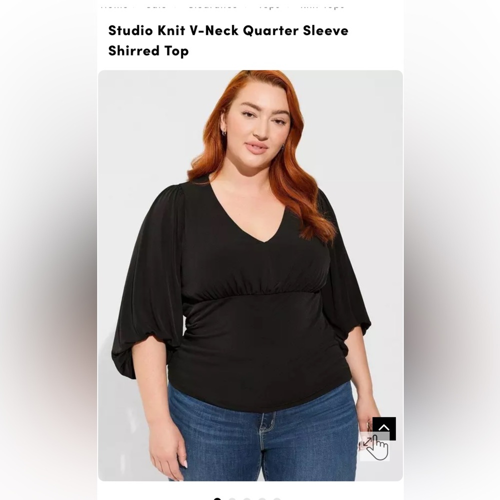 Torrid Black Quarter Sleeve V-neck Top 3X
